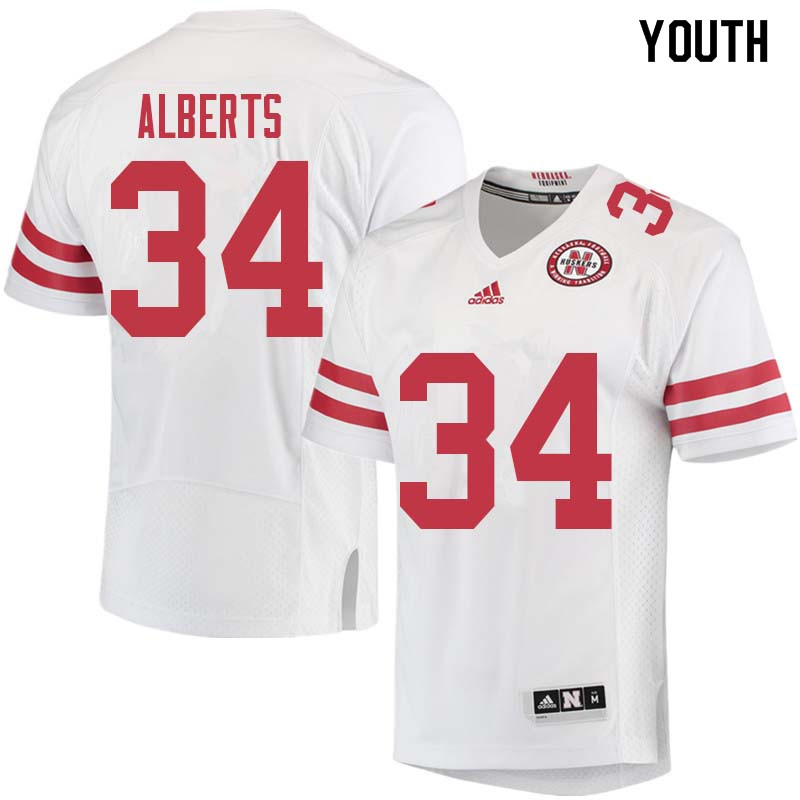 Youth #34 Trev Alberts Nebraska Cornhuskers College Football Jerseys Sale-White - Click Image to Close